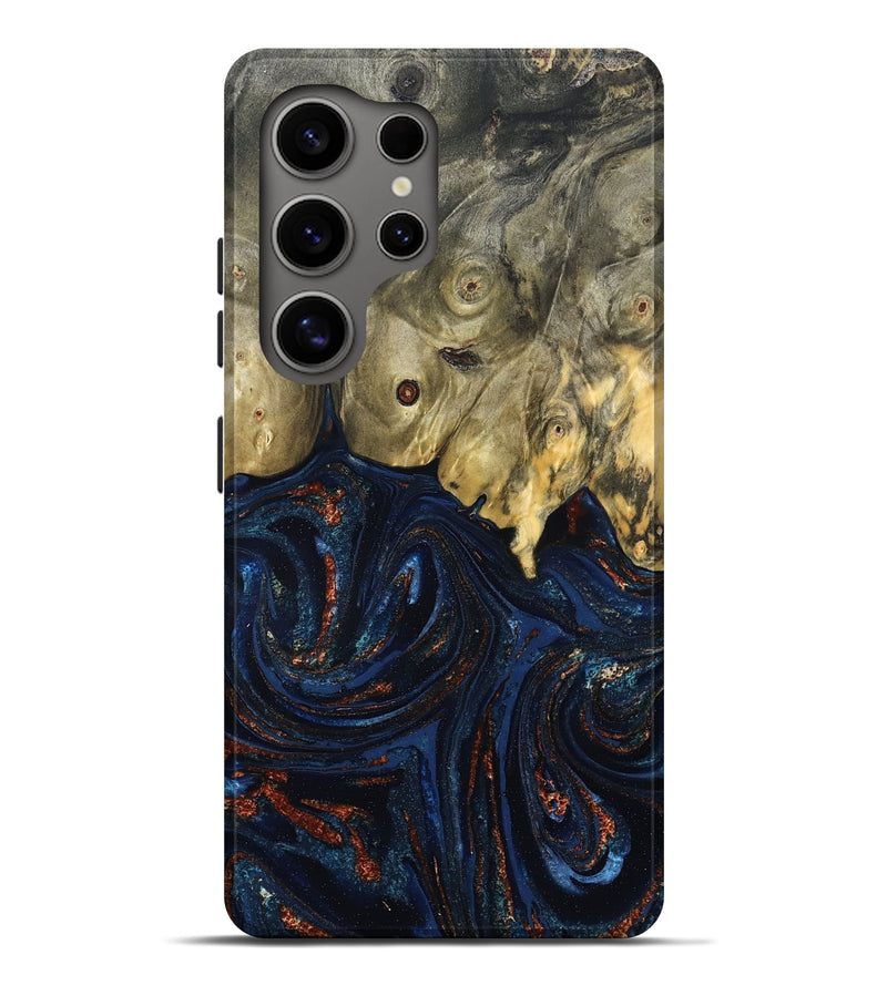 Galaxy S25 Ultra Wood Live Edge Phone Case - Leta (Teal & Gold, 827244)