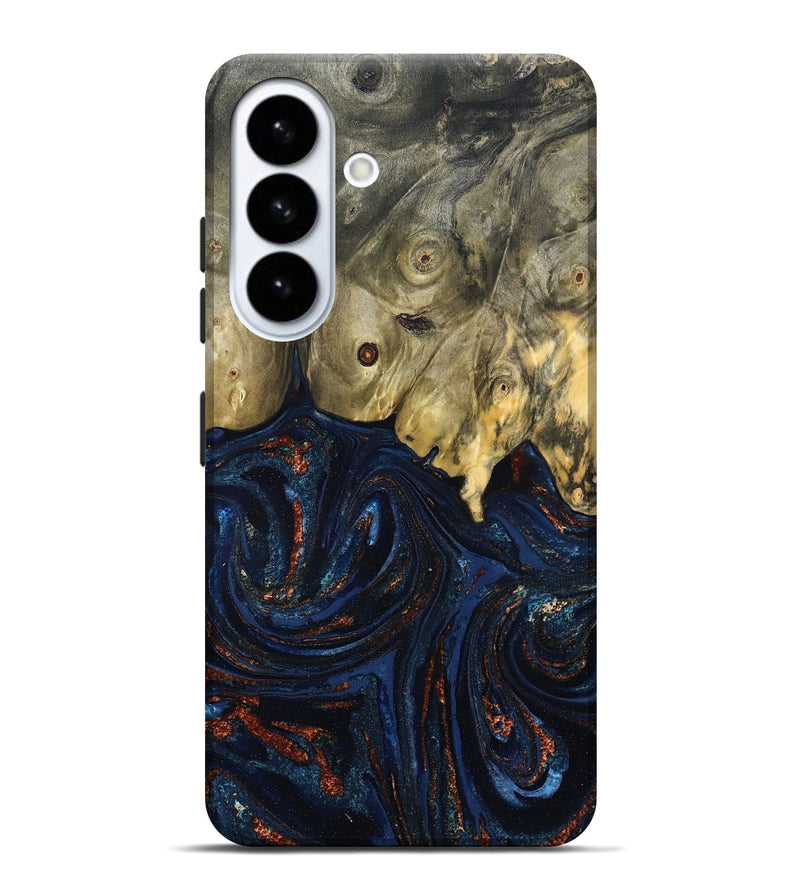 Galaxy S26 Plus Wood Live Edge Phone Case - Leta (Teal & Gold, 827244)