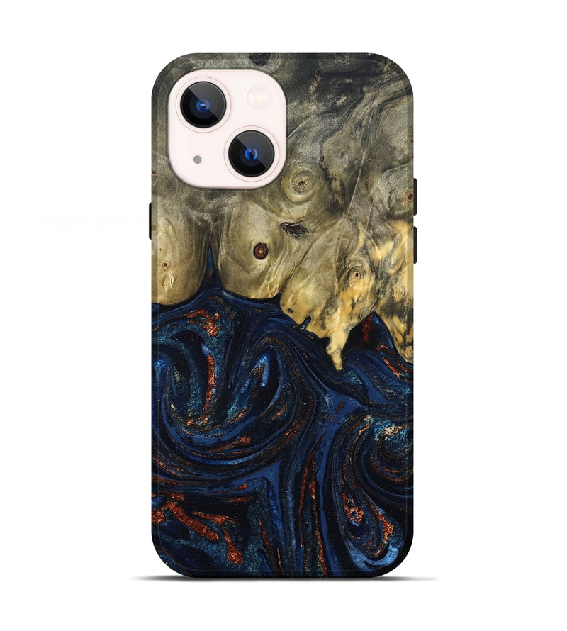 iPhone 13 Wood Live Edge Phone Case - Leta (Teal & Gold, 827244)