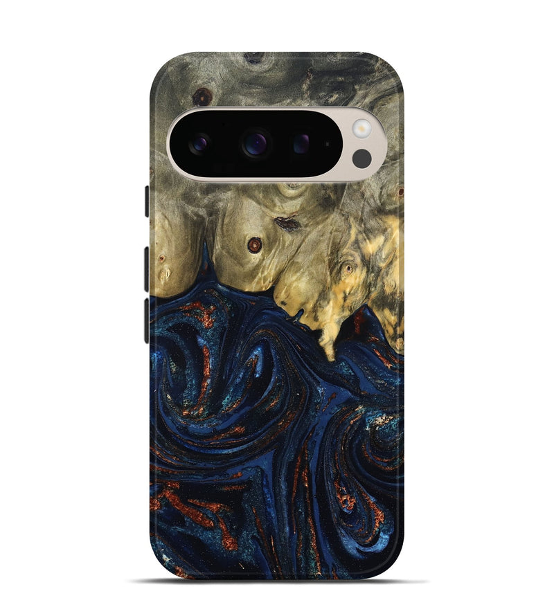 Pixel 10 Pro Wood Live Edge Phone Case - Leta (Teal & Gold, 827244)