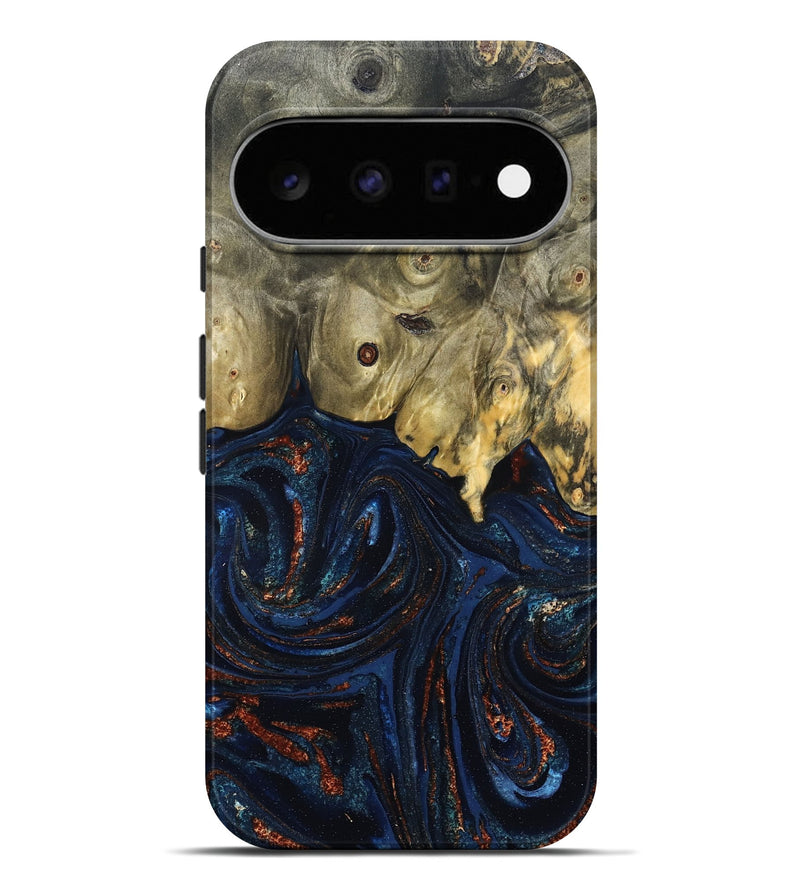 Pixel 11 Pro XL Wood Live Edge Phone Case - Leta (Teal & Gold, 827244)