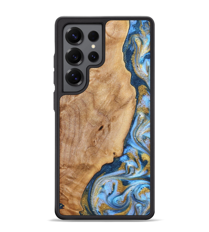 Galaxy S25 Ultra Wood Phone Case - Amoura (Teal & Gold, 827271)