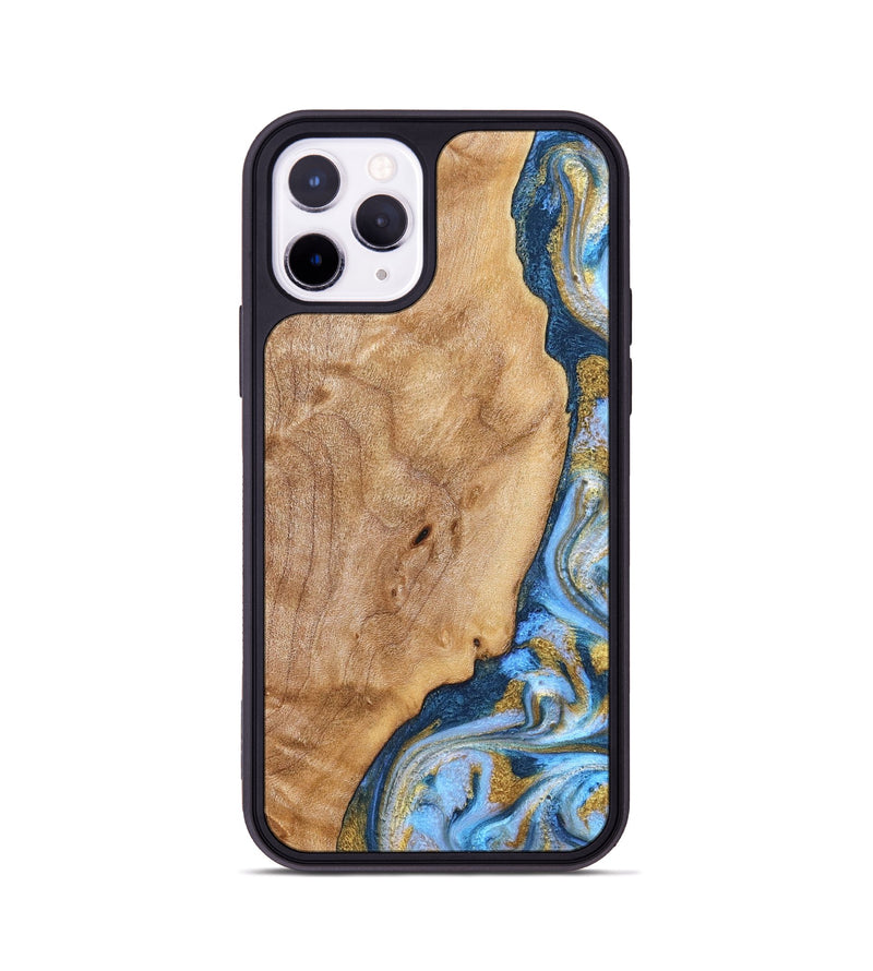 iPhone 11 Pro Wood Phone Case - Amoura (Teal & Gold, 827271)