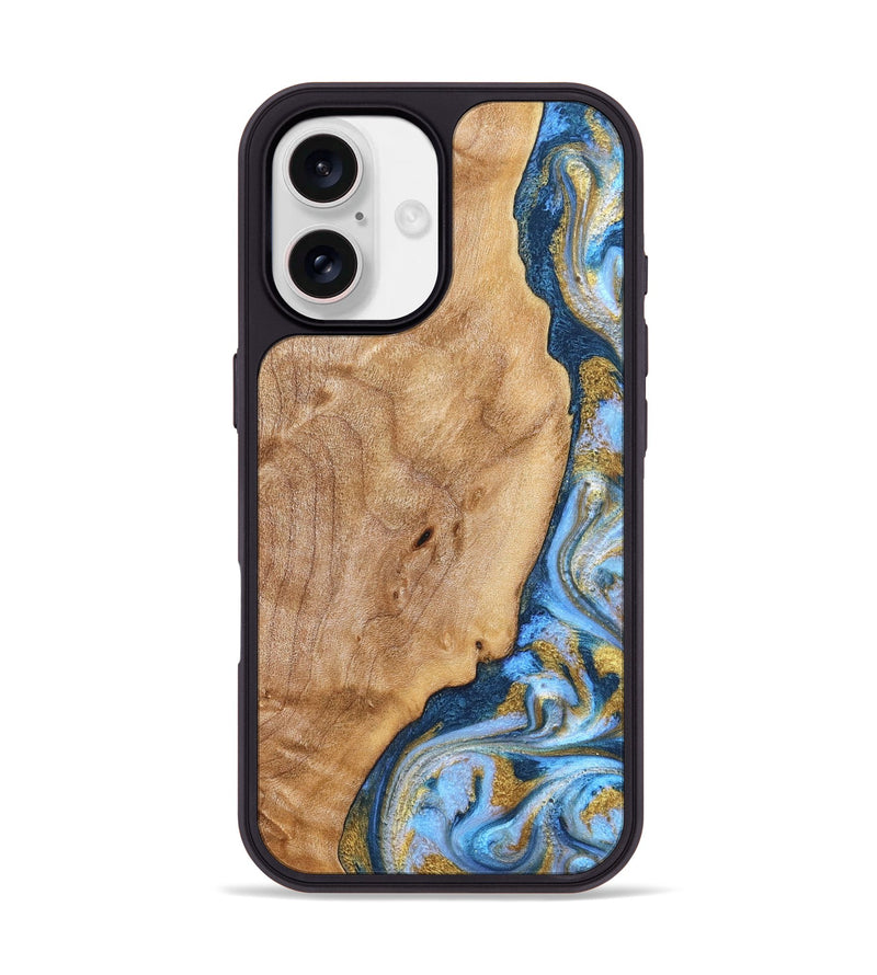 iPhone 17 Wood Phone Case - Amoura (Teal & Gold, 827271)