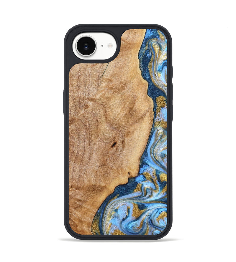 iPhone 17e Wood Phone Case - Amoura (Teal & Gold, 827271)