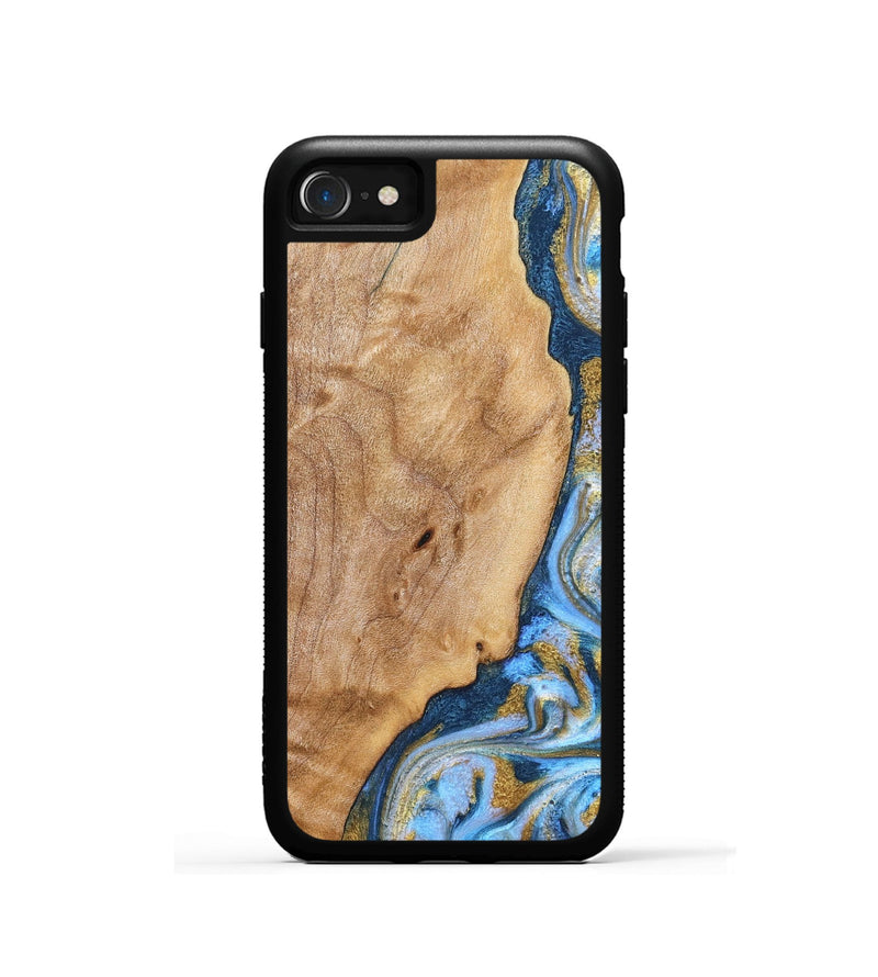 iPhone SE Wood Phone Case - Amoura (Teal & Gold, 827271)
