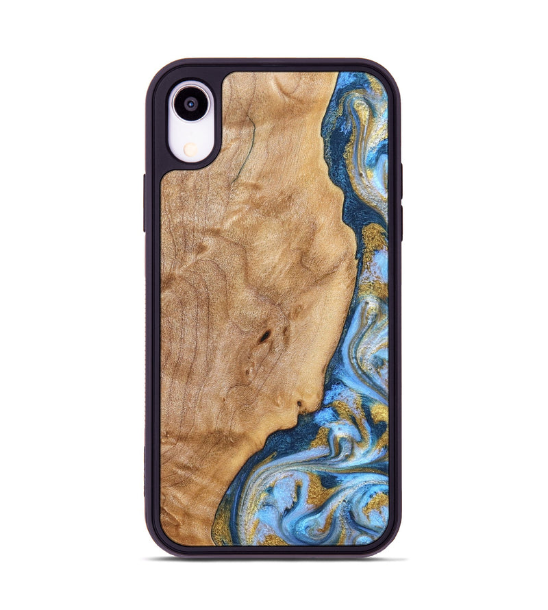iPhone Xr Wood Phone Case - Amoura (Teal & Gold, 827271)