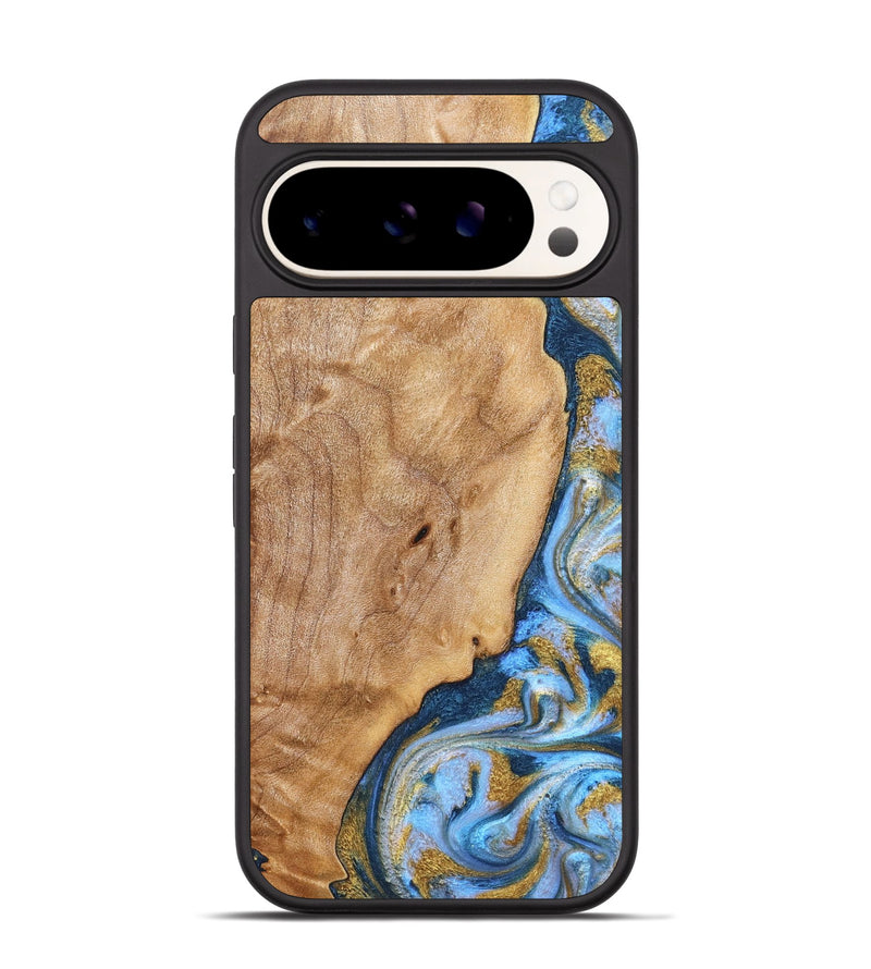 Pixel 9 Pro Wood Phone Case - Amoura (Teal & Gold, 827271)