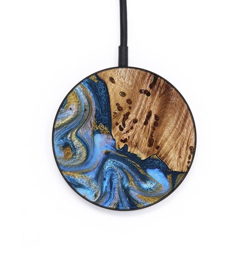 Circle Wood Wireless Charger - Son (Teal & Gold, 827272)