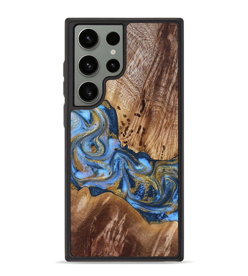 Galaxy S23 Ultra Wood Phone Case - Son (Teal & Gold, 827272)