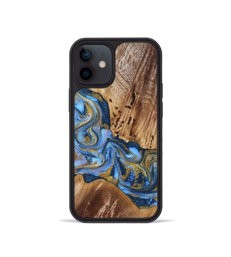 iPhone 12 mini Wood Phone Case - Son (Teal & Gold, 827272)