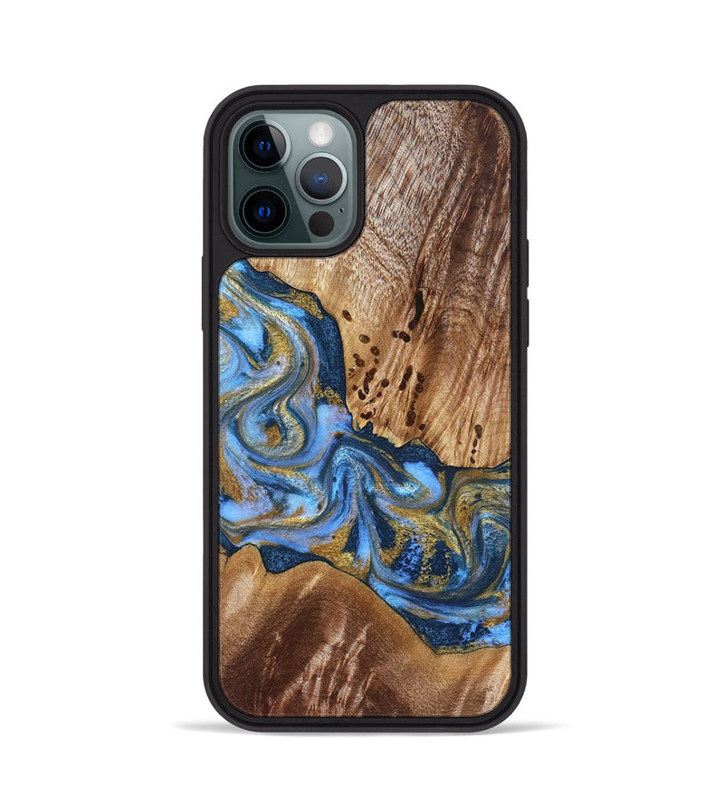 iPhone 12 Pro Wood Phone Case - Son (Teal & Gold, 827272)