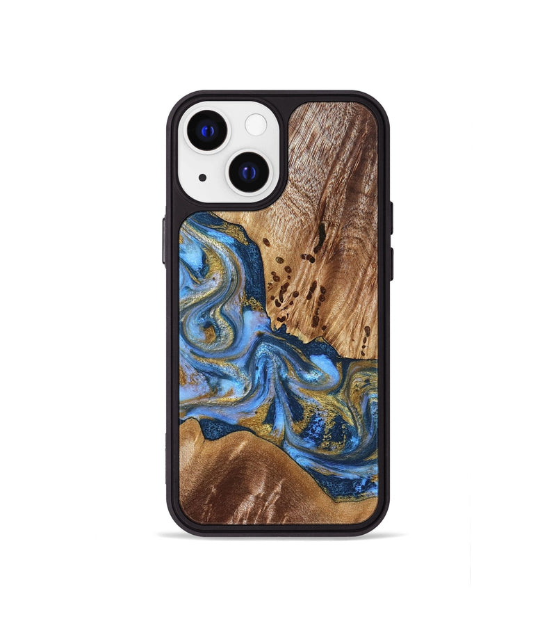 iPhone 13 mini Wood Phone Case - Son (Teal & Gold, 827272)