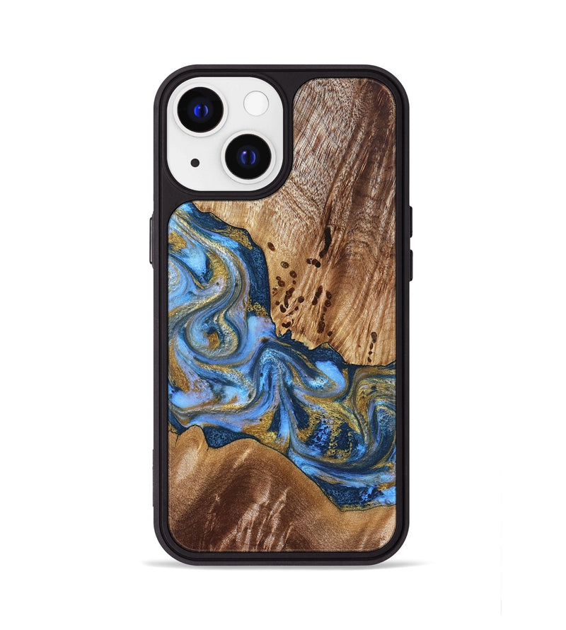 iPhone 13 Wood Phone Case - Son (Teal & Gold, 827272)