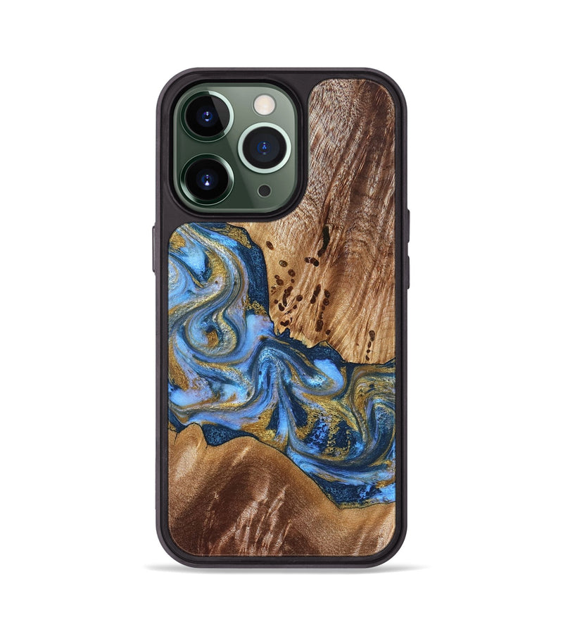 iPhone 13 Pro Wood Phone Case - Son (Teal & Gold, 827272)