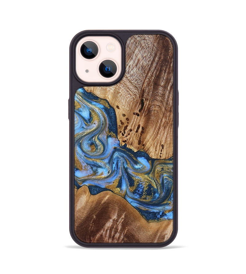 iPhone 14 Wood Phone Case - Son (Teal & Gold, 827272)