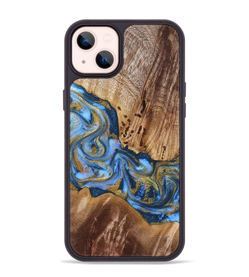 iPhone 14 Plus Wood Phone Case - Son (Teal & Gold, 827272)