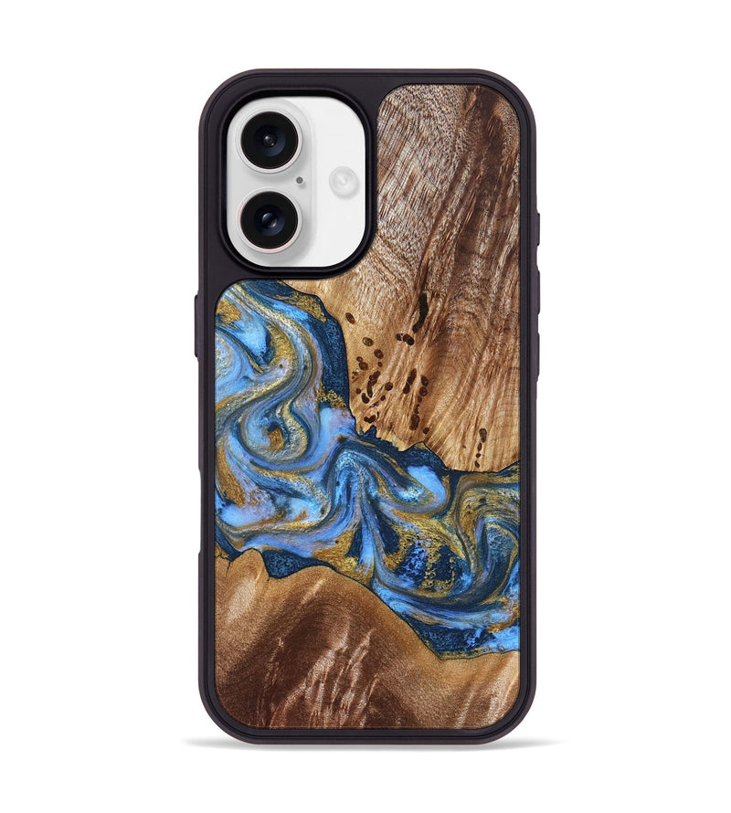 iPhone 17 Wood Phone Case - Son (Teal & Gold, 827272)
