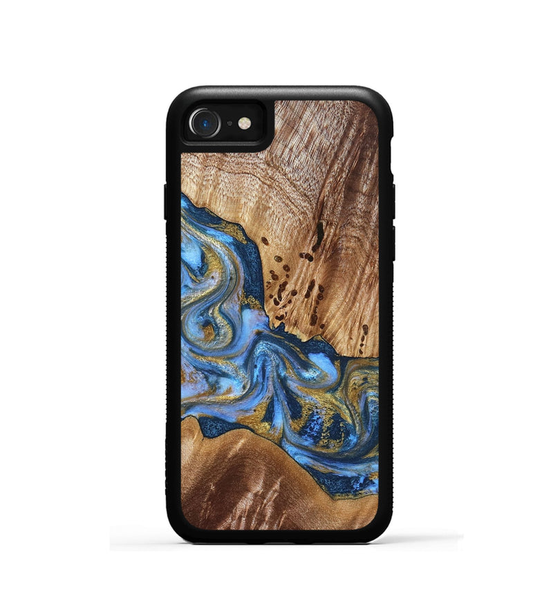 iPhone SE Wood Phone Case - Son (Teal & Gold, 827272)