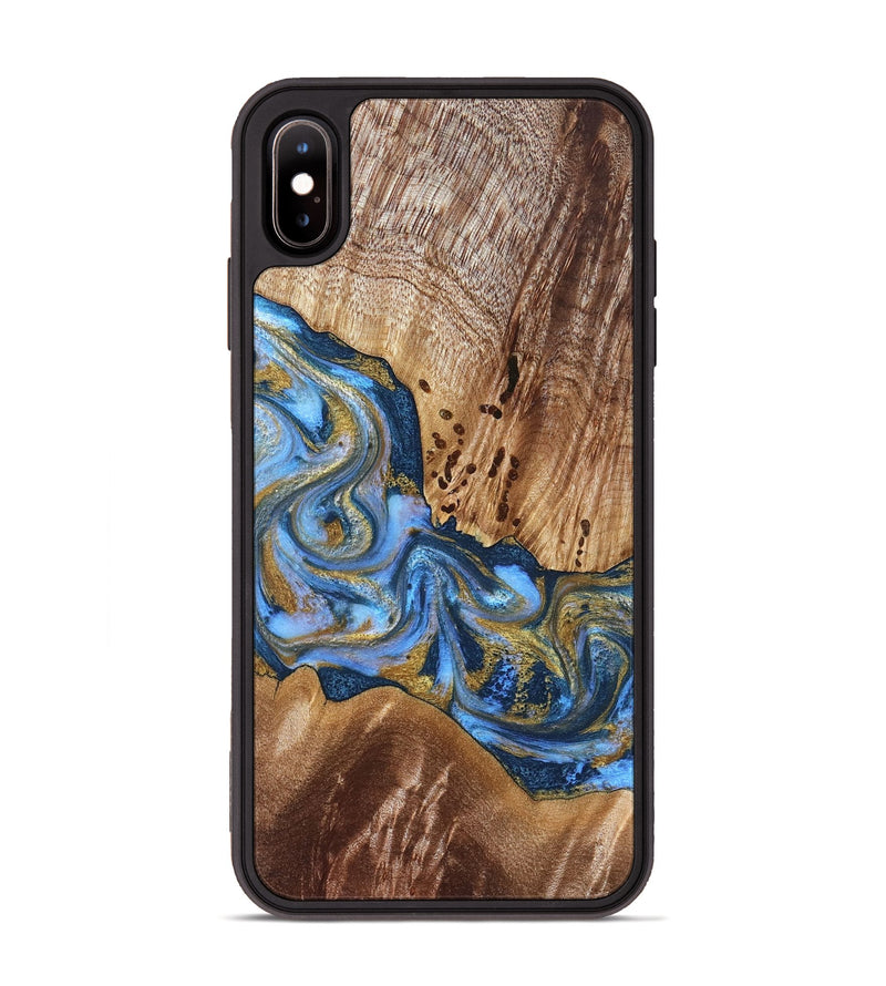 iPhone Xs Max Wood Phone Case - Son (Teal & Gold, 827272)