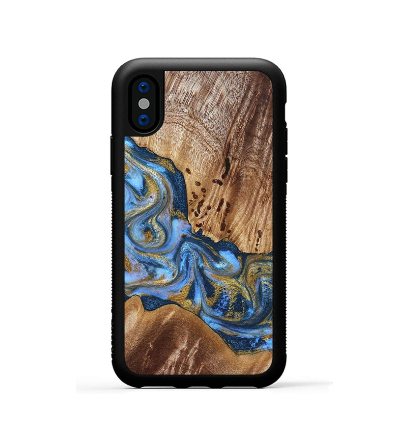 iPhone Xs Wood Phone Case - Son (Teal & Gold, 827272)