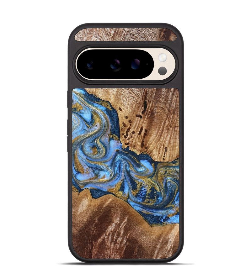 Pixel 10 Wood Phone Case - Son (Teal & Gold, 827272)