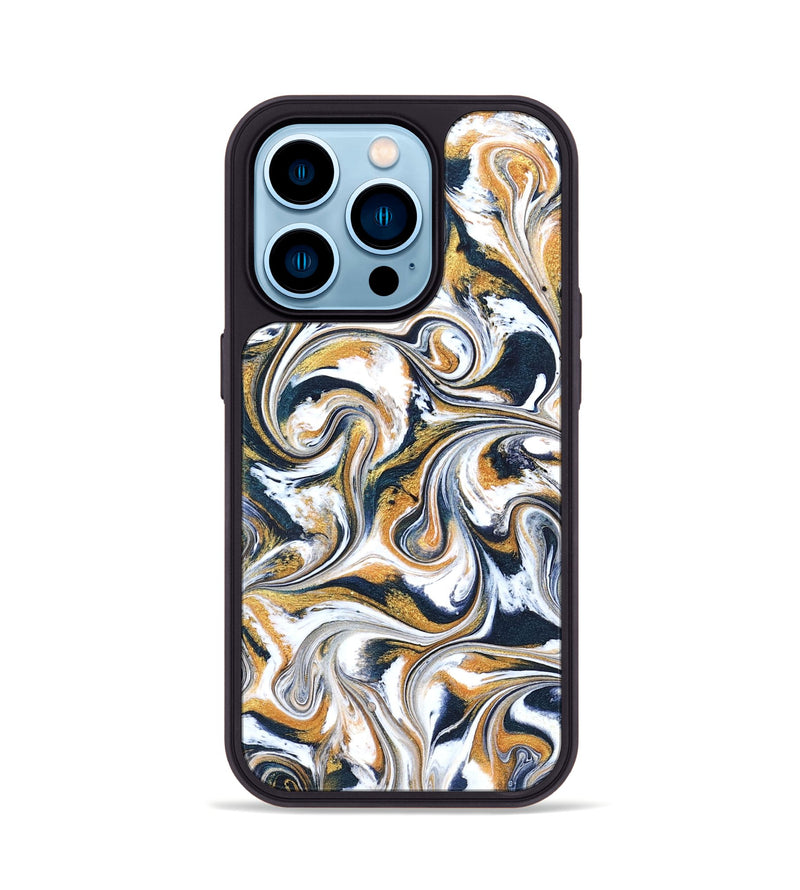 iPhone 14 Pro ResinArt Phone Case - Norita (Teal & Gold, 827273)