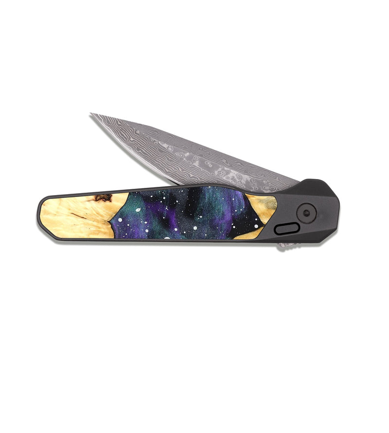 EDC Dark Damascus Wood Pocket Knife - Jaylee (Cosmos, 827297)