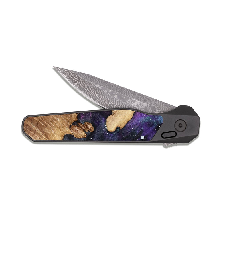 EDC Dark Damascus Wood Pocket Knife - Ayah (Cosmos, 827302)