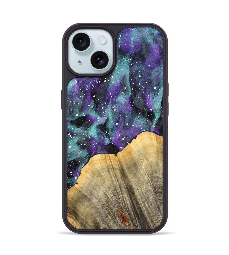 iPhone 15 Wood Phone Case - Pansy (Cosmos, 827303)