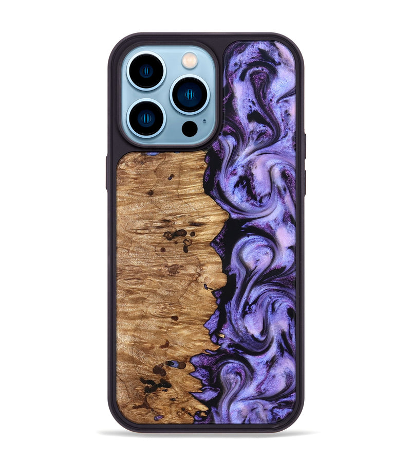 iPhone 14 Pro Max Wood Phone Case - Davin (Purple, 827311)