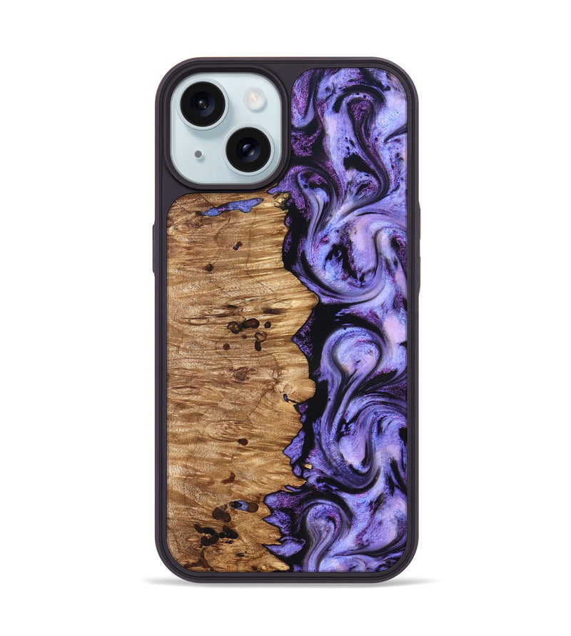 iPhone 15 Wood Phone Case - Davin (Purple, 827311)