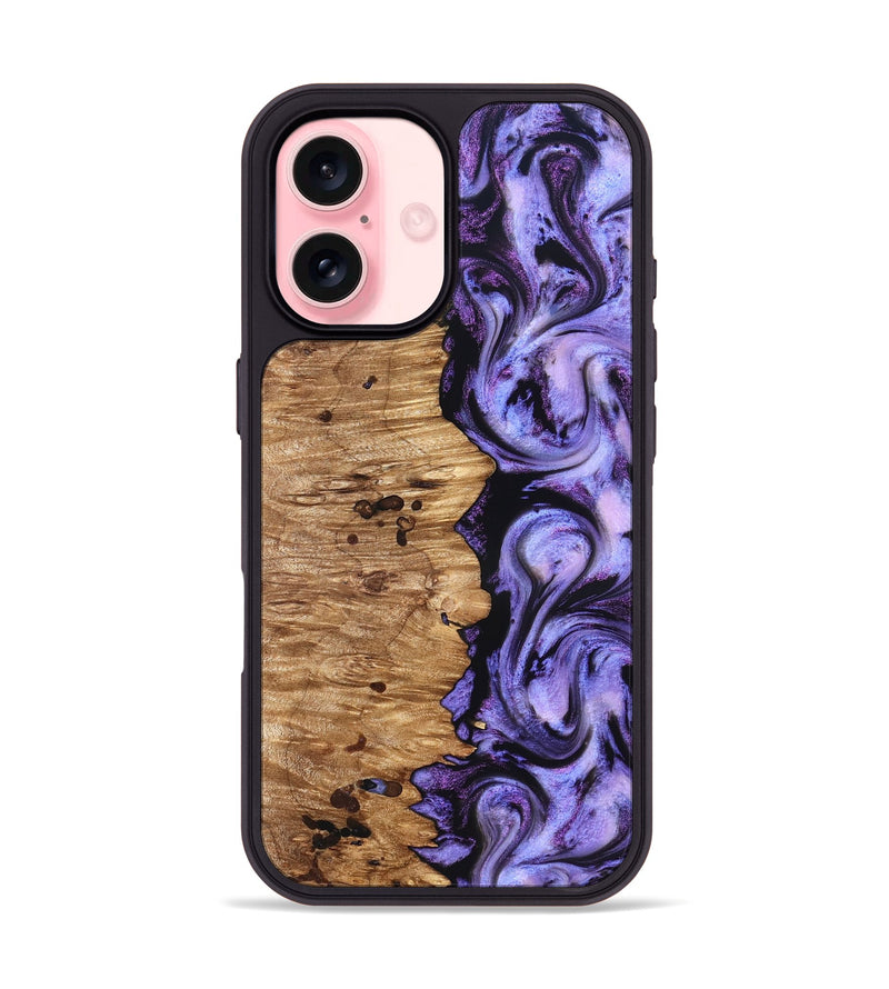 iPhone 16 Wood Phone Case - Davin (Purple, 827311)
