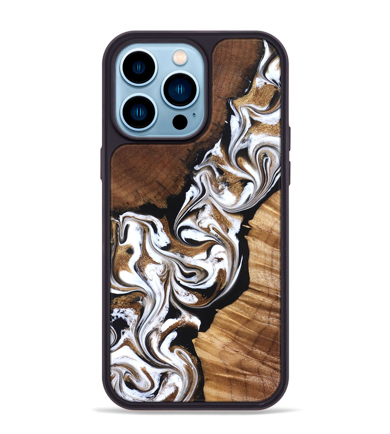iPhone 14 Pro Max Wood Phone Case - Holden (Black & White, 827312)