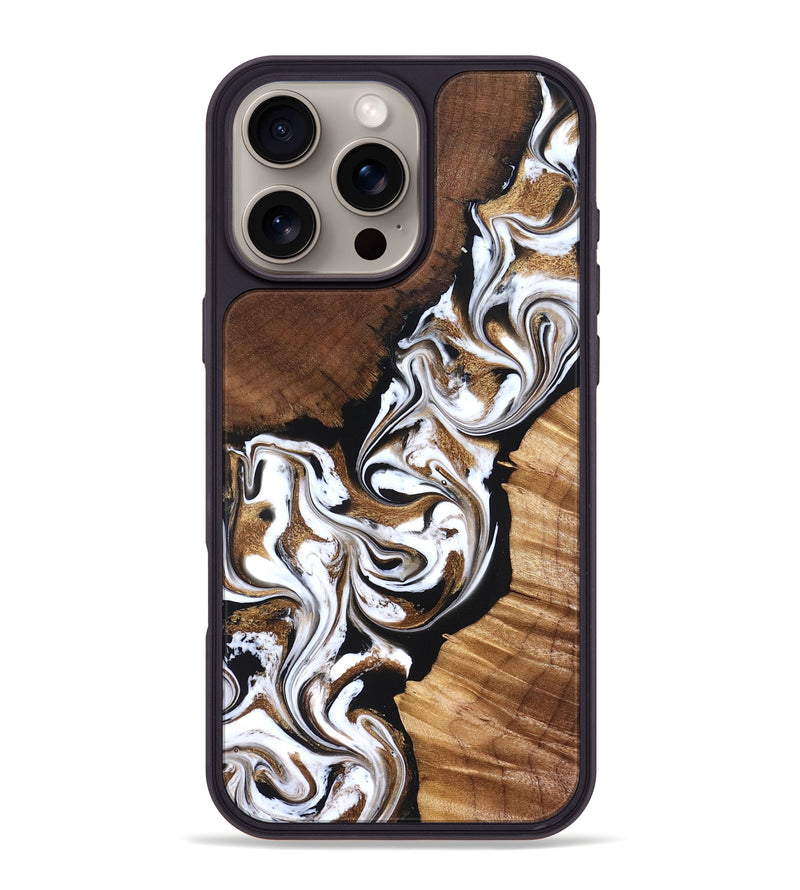 iPhone 16 Pro Max Wood Phone Case - Holden (Black & White, 827312)