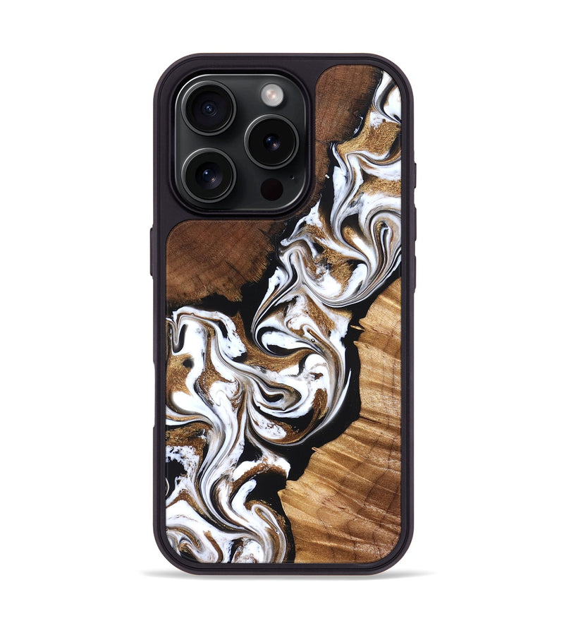 iPhone 16 Pro Wood Phone Case - Holden (Black & White, 827312)