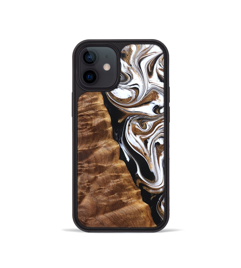 iPhone 12 mini Wood Phone Case - Tracie (Black & White, 827313)