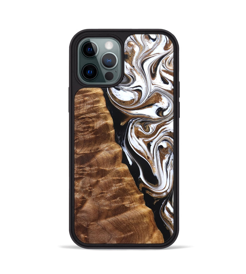 iPhone 12 Pro Wood Phone Case - Tracie (Black & White, 827313)
