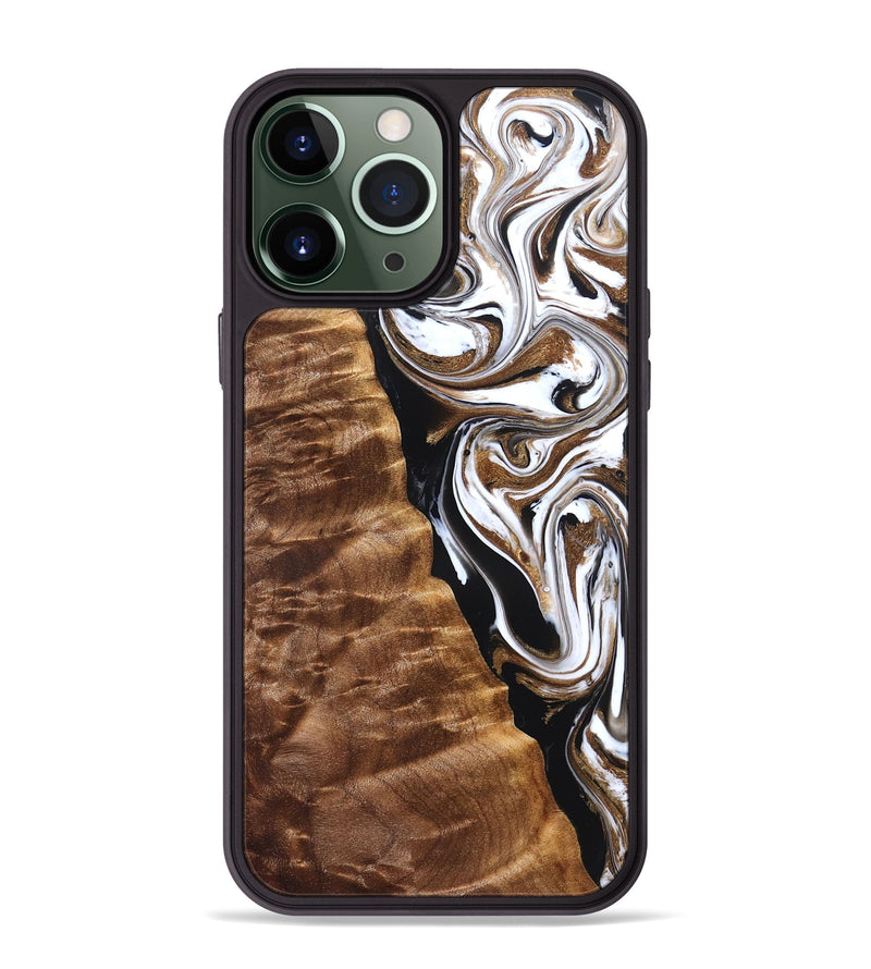 iPhone 13 Pro Max Wood Phone Case - Tracie (Black & White, 827313)