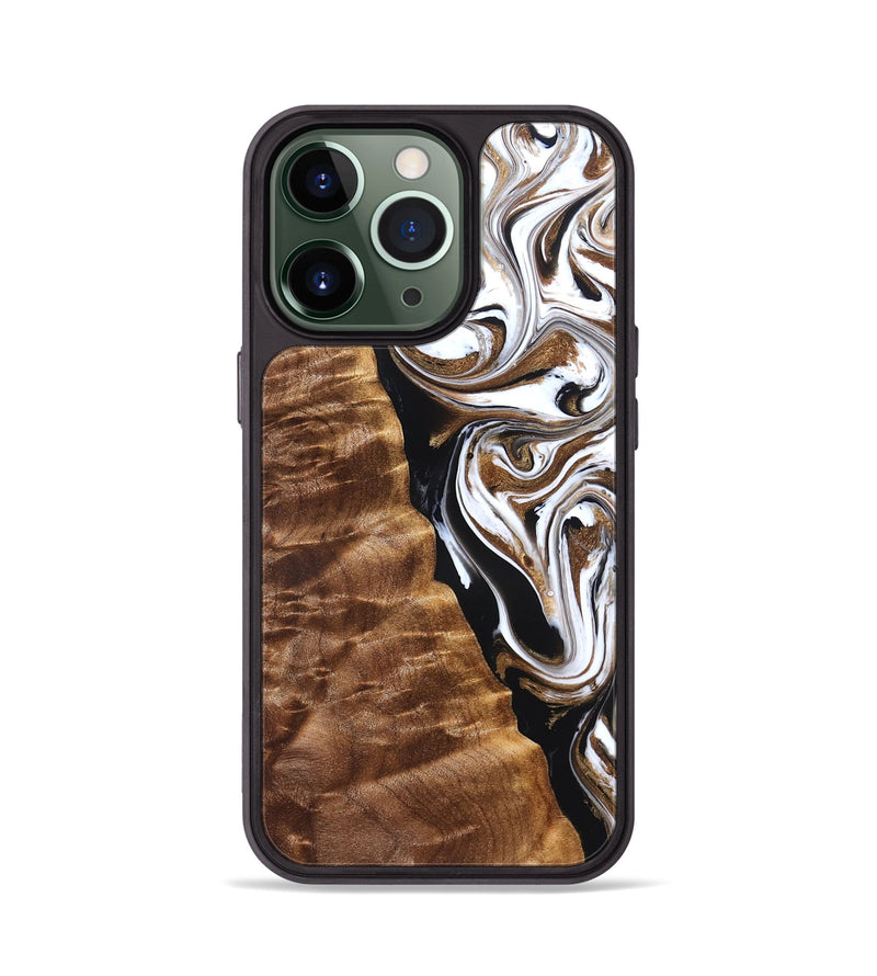iPhone 13 Pro Wood Phone Case - Tracie (Black & White, 827313)