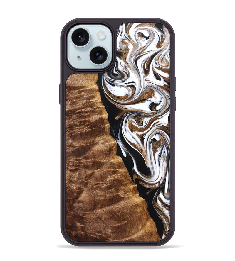 iPhone 15 Plus Wood Phone Case - Tracie (Black & White, 827313)