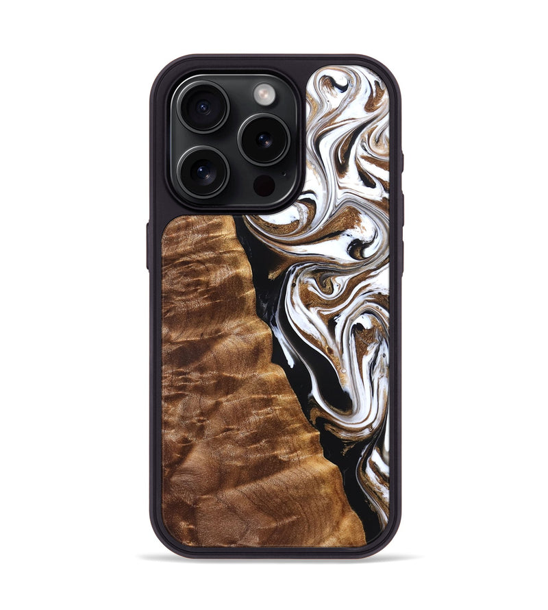 iPhone 15 Pro Wood Phone Case - Tracie (Black & White, 827313)