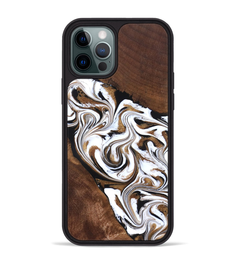 iPhone 12 Pro Max Wood Phone Case - Darnell (Black & White, 827314)
