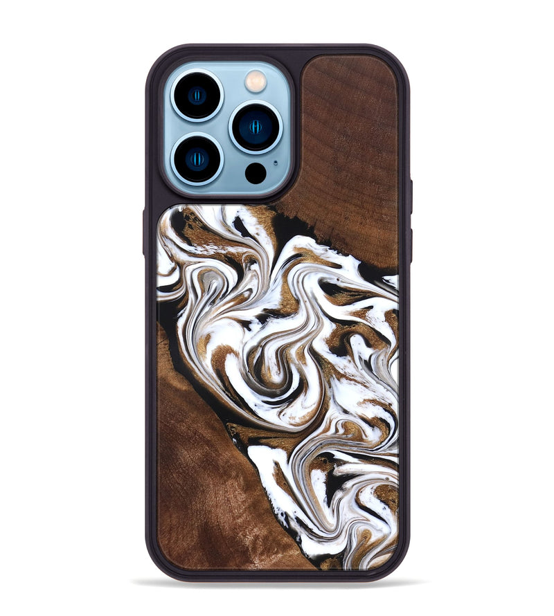 iPhone 14 Pro Max Wood Phone Case - Darnell (Black & White, 827314)