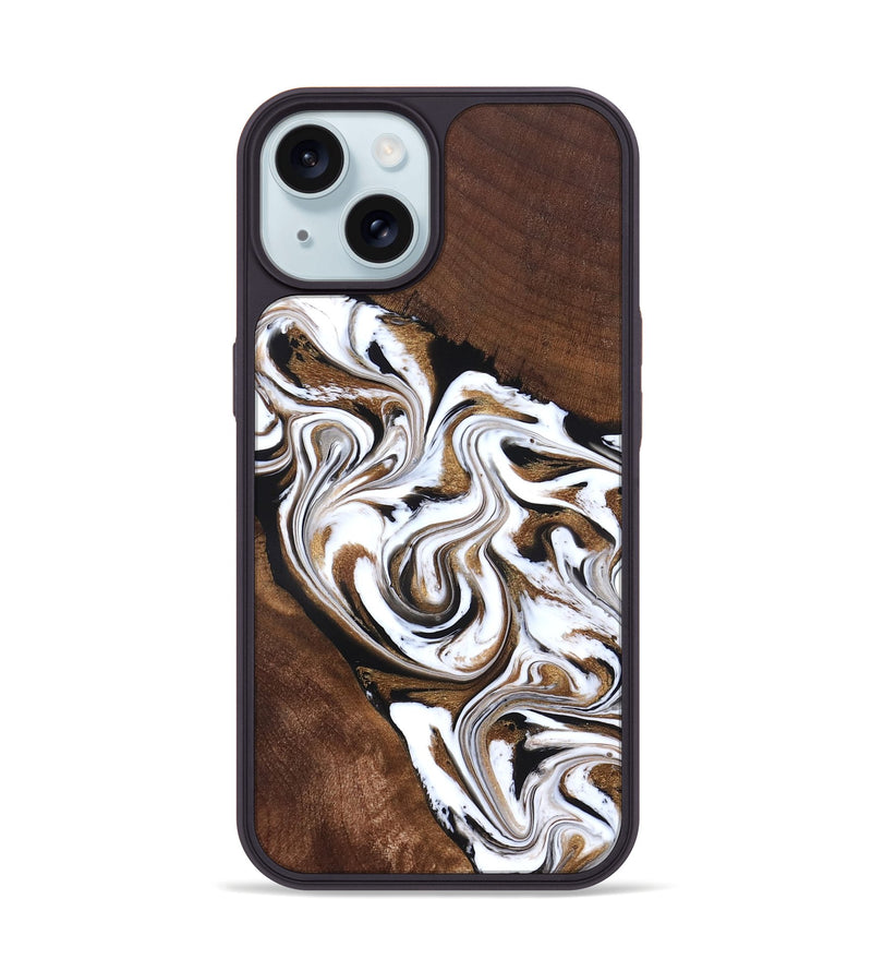 iPhone 15 Wood Phone Case - Darnell (Black & White, 827314)