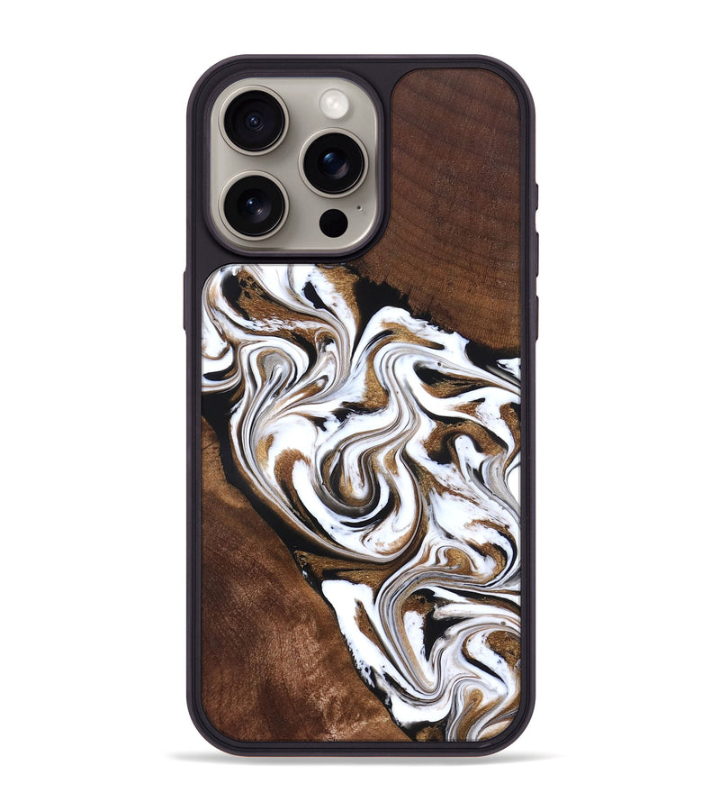 iPhone 15 Pro Max Wood Phone Case - Darnell (Black & White, 827314)