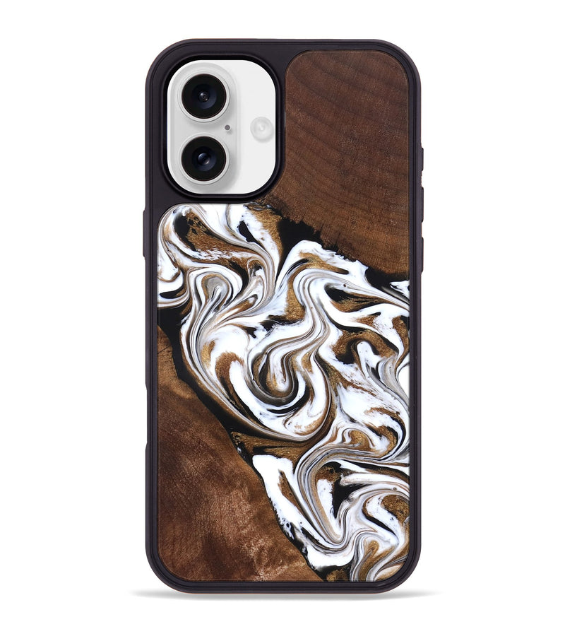 iPhone 16 Plus Wood Phone Case - Darnell (Black & White, 827314)