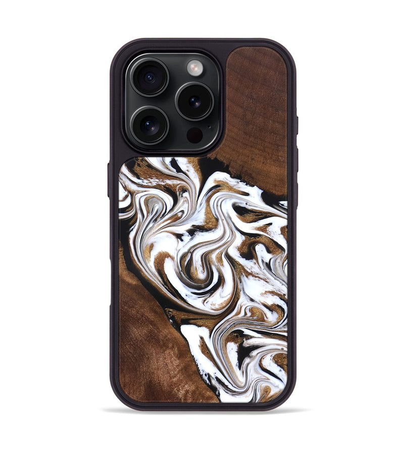 iPhone 16 Pro Wood Phone Case - Darnell (Black & White, 827314)