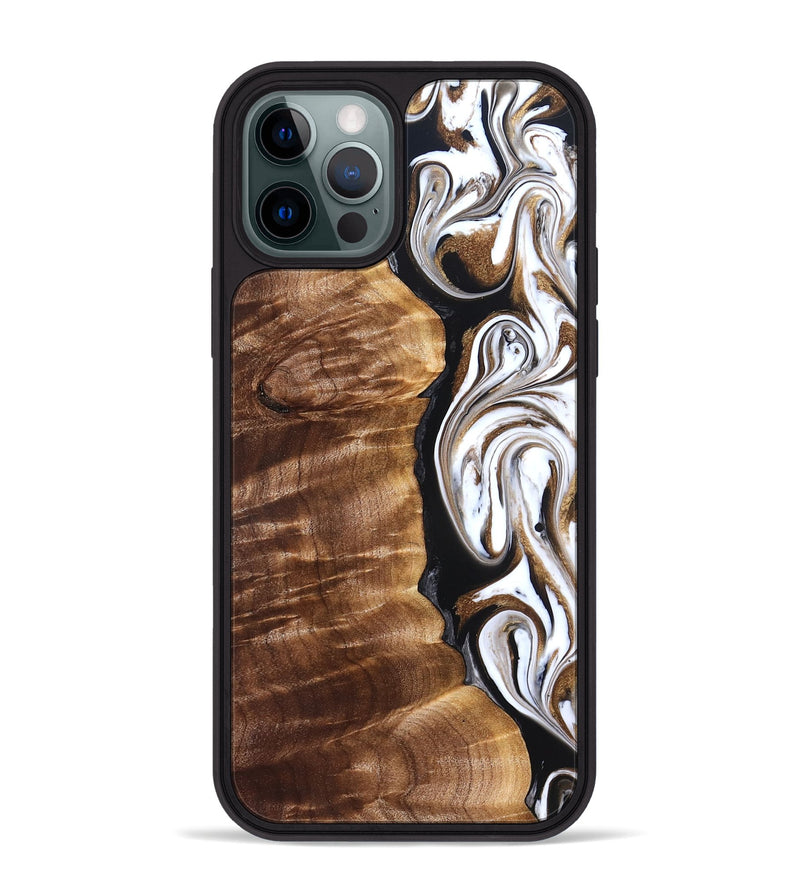 iPhone 12 Pro Max Wood Phone Case - Tracee (Black & White, 827315)