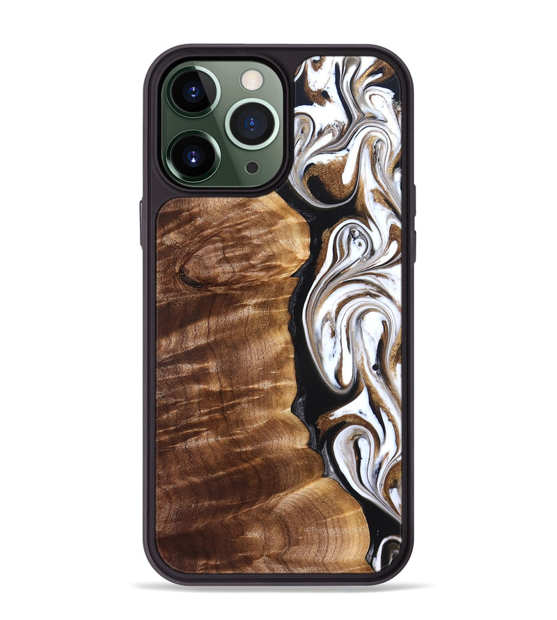 iPhone 13 Pro Max Wood Phone Case - Tracee (Black & White, 827315)